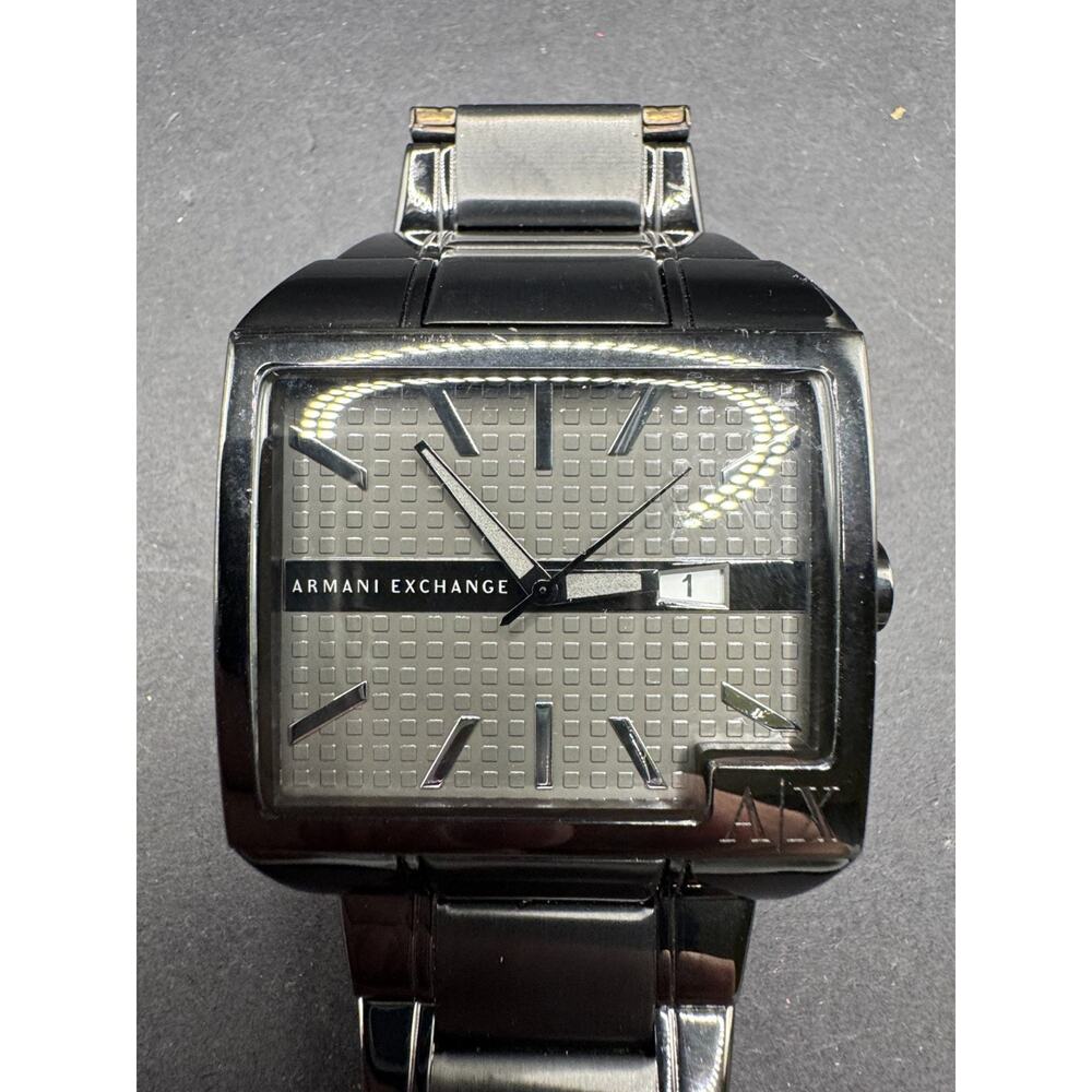 Armani Exchange Date Watch Men 43mm Silver Textured Dial Gunmetal AX2067
